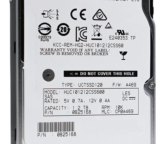 HGST used SAS HDD HUC101212CSS600, 1.2TB, 10K RPM, 6Gb/s, 2.5"