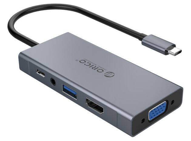 ORICO docking station MC-U501P, 5 θυρών, USB-C σύνδεση, 60W PD, 4K, γκρι