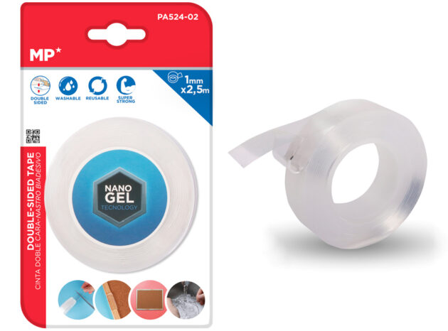 MP κολλητική ταινία διπλής όψεως PA524-02, nano gel, 19mm x 2.5m, διάφανη