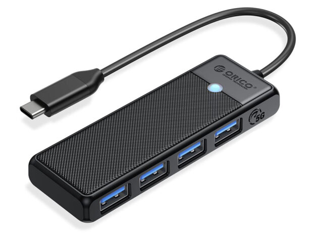 ORICO USB hub PAPW4A-C3, 4x θυρών, 5Gbps, USB-C σύνδεση, μαύρο