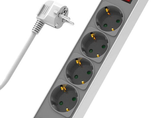 POWERTECH πολύπριζο ασφαλείας PT-1057, 5x schuko, 16A, 1.4m, λευκό