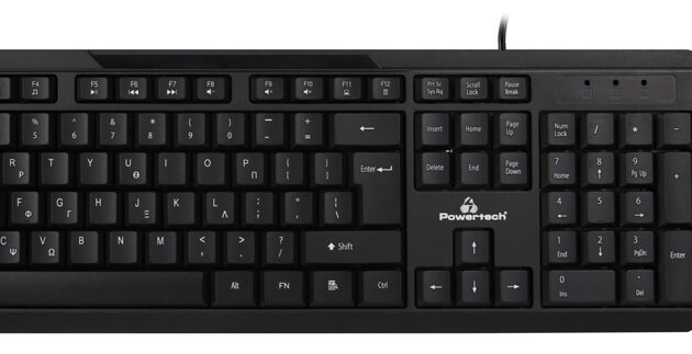 POWERTECH set ποντίκι & πληκτρολόγιο PT-1068, ενσύρματο, 1000DPI, μαύρο