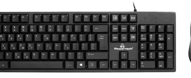 POWERTECH set ποντίκι & πληκτρολόγιο PT-1075, ενσύρματο, 1000DPI, μαύρο