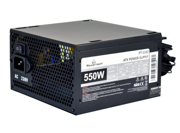 POWERTECH τροφοδοτικό για PC PT-1102, 550W, ATX, 120mm Fan