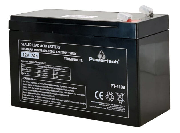 POWERTECH μπαταρία μολύβδου PT-1109, 12V 7Ah, T1