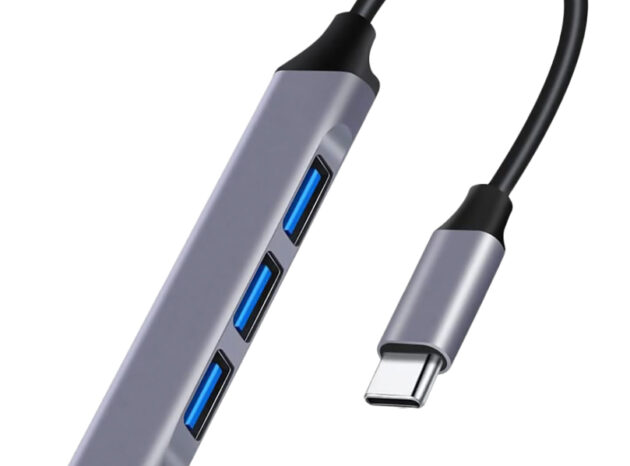 POWERTECH USB hub PT-1113, 4x θυρών, 5Gbps, USB-C σύνδεση, γκρι