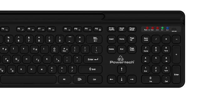 POWERTECH set ποντίκι & πληκτρολόγιο PT-1154, 2.4GHz & Bluetooth, μαύρο