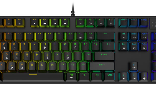 POWERTECH gaming μηχανικό πληκτρολόγιο PT-1254, ενσύρματο, RGB, μαύρο