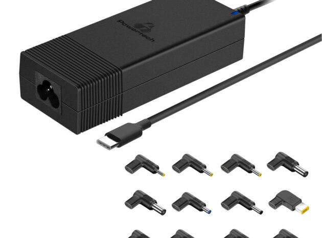 POWERTECH φορτιστής laptop PT-1256 με 12 βύσματα, USB-C PD, 90W, μαύρος