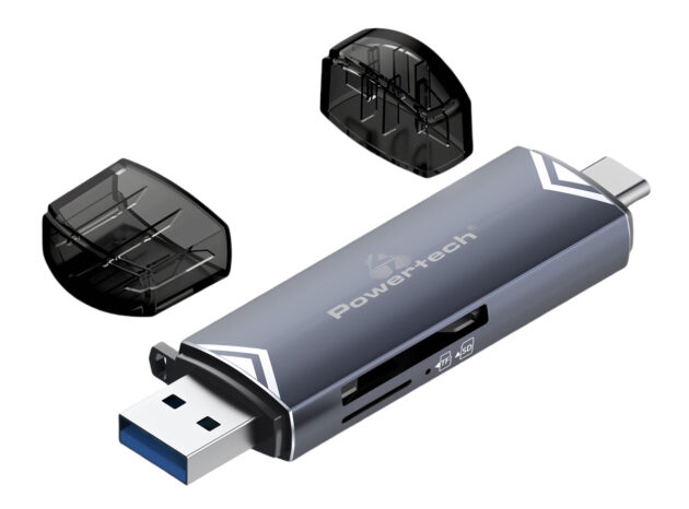 POWERTECH card reader PT-1343 για SD & micro SD, USB 3.2, 5Gbps, γκρι
