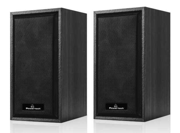 POWERTECH ηχεία Premium sound PT-845 από ξύλο, 2x 3W, 3.5mm, μαύρα