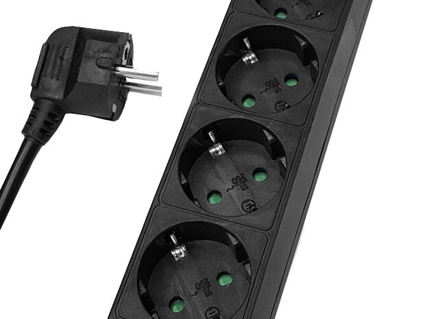 POWERTECH πολύπριζο PT-870, 5x schuko, 16A, 1,5m, μαύρο