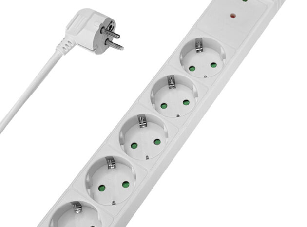 POWERTECH πολύπριζο ασφαλείας PT-882, 5x schuko, 16A, 3m, λευκό