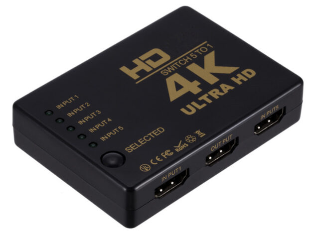 POWERTECH HDMI amplifier switch PTH-052 με τηλεχειριστήριο, 5 σε 1, 4K