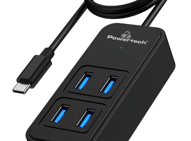POWERTECH USB 3.2 hub PTR-0156 4x θυρών, 5Gbps, USB-C σύνδεση, 1m, μαύρο