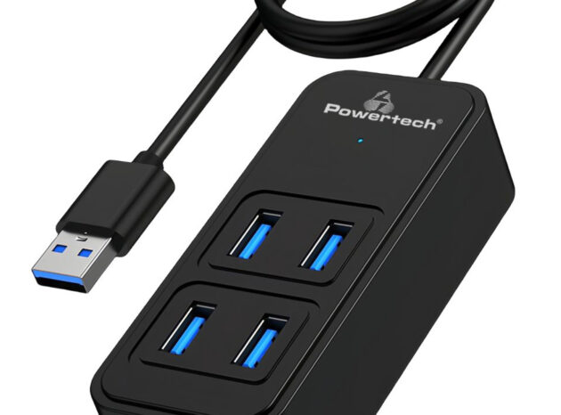 POWERTECH USB 3.2 hub PTR-0157, 4x θυρών, 5Gbps, USB σύνδεση, 1m, μαύρο