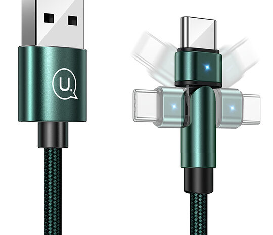 USAMS καλώδιο USB-C σε USB SJ477, περιστρεφόμενο βύσμα, 2A, 1m, πράσινο