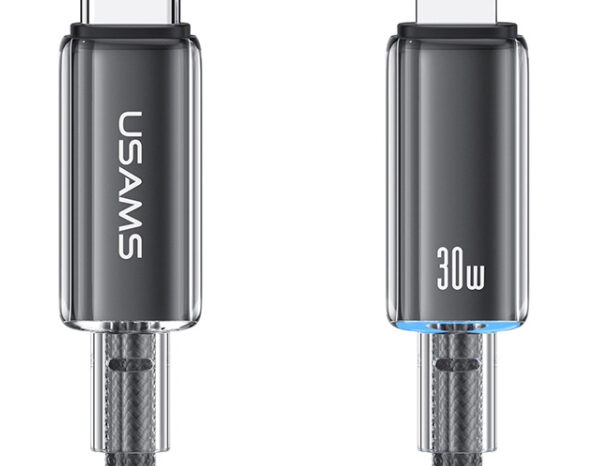 USAMS καλώδιο Lightning σε USB-C US-SJ659, 30W, 480Mbps, 1.2m, μαύρο