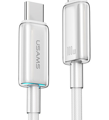 USAMS καλώδιο USB-C σε USB-C US-SJ660, 100W, 480Mbps, 1.2m, λευκό