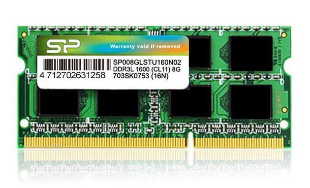SILICON POWER Μνήμη 8GB DDR3L SODimm, PC3L 12800, 1600MHz, CL11, 1.35v