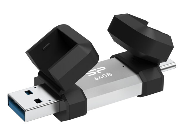 SILICON POWER USB Flash Drive C51, USB/USB-C, 64GB, 120MBps, ασημί