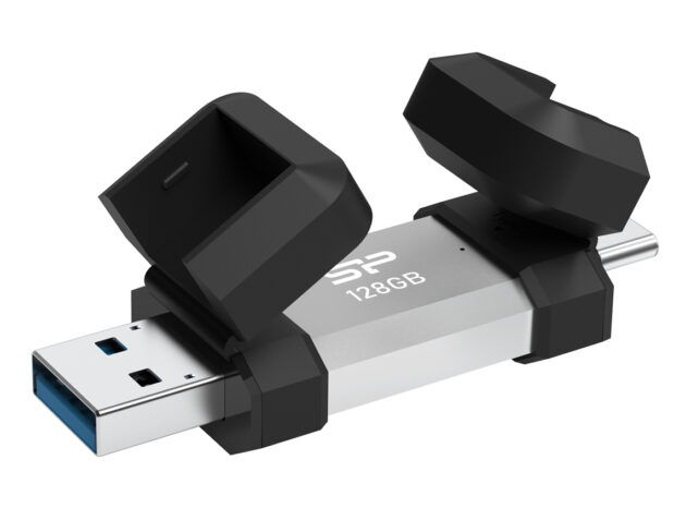 SILICON POWER USB Flash Drive C51, USB/USB-C, 128GB, 120MBps, ασημί