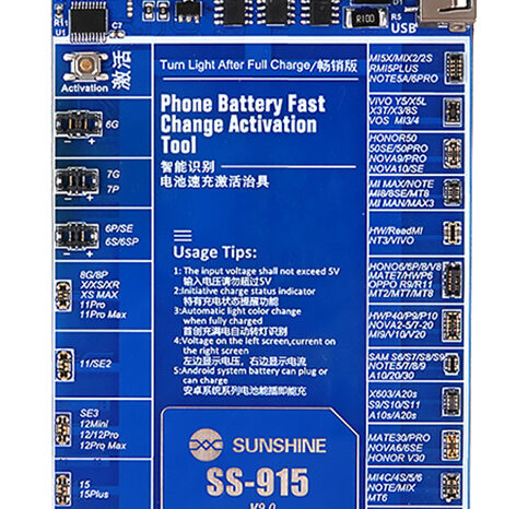 SUNSHINE tester μπαταριών SS-915 για Apple & Android smartphone, V9.0