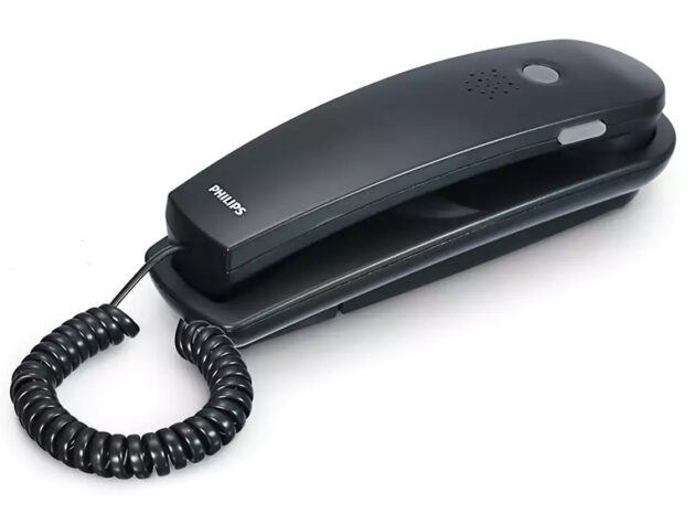 PHILIPS ενσύρματο τηλέφωνο TD2801B/00, επιτραπέζιο ή επιτοίχιο, μαύρο
