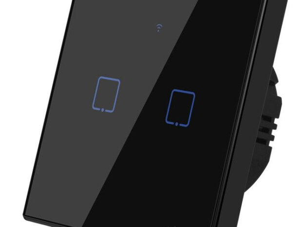 SONOFF smart διακόπτης ΤΧ-T3EU2C, αφής, Wi-Fi, διπλός, μαύρος
