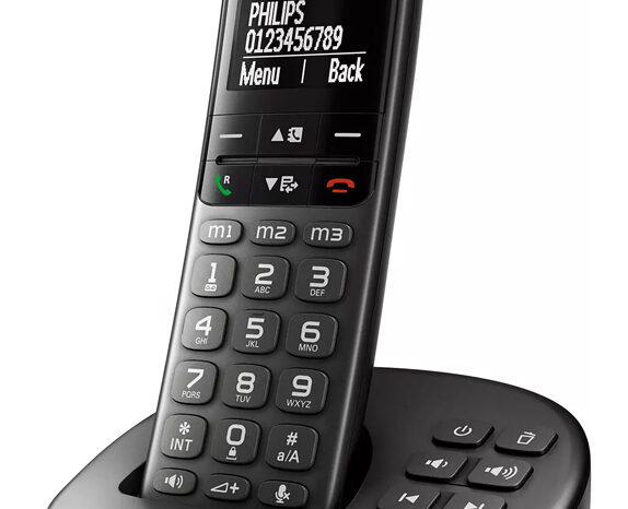 PHILIPS ασύρματο τηλέφωνο XL4951DS/34 ελληνικό μενού, τηλεφωνητής, μαύρο