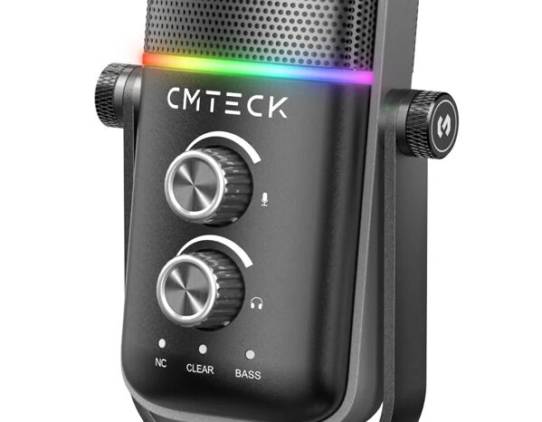 CMTECK επιτραπέζιο μικρόφωνο XM600, omnidirectional/καρδιοειδές, USB, RGB LED, μαύρο